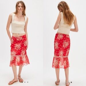 Free people Romantic Roses Printed Midi Skirt